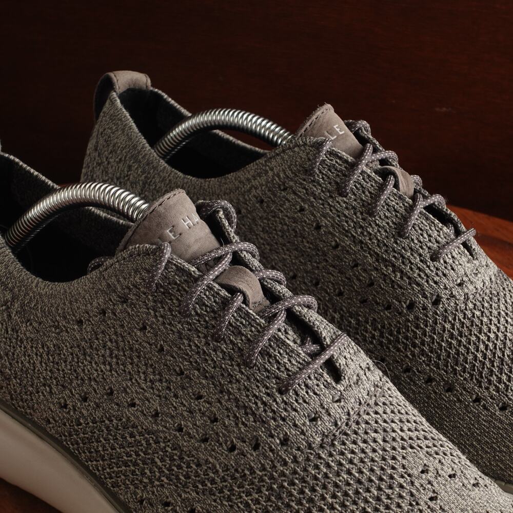Cole Haan Oxfords Mens SZ 10M Gray Zerogrand Stitchlite Knit Dress‎ Shoes C35109 - Picture 6 of 13